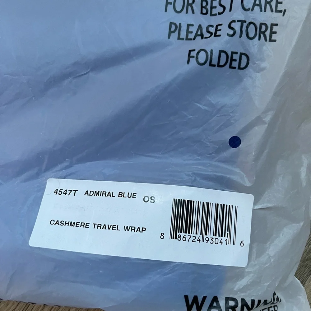 White + Warren Admiral Blue Cashmere Travel Wrap 4547T - Picture 4 of 4